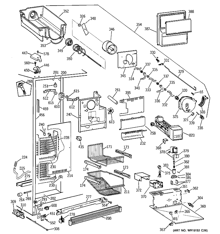 FREEZER SECTION Diagram and Parts List for TPG21KRCEBS  General Electric Refrigerator