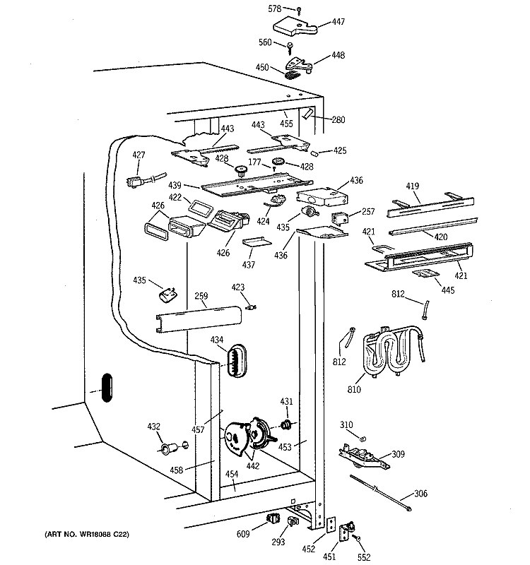 FRESH FOOD SECTION Diagram and Parts List for TPG21KRCEBS  General Electric Refrigerator