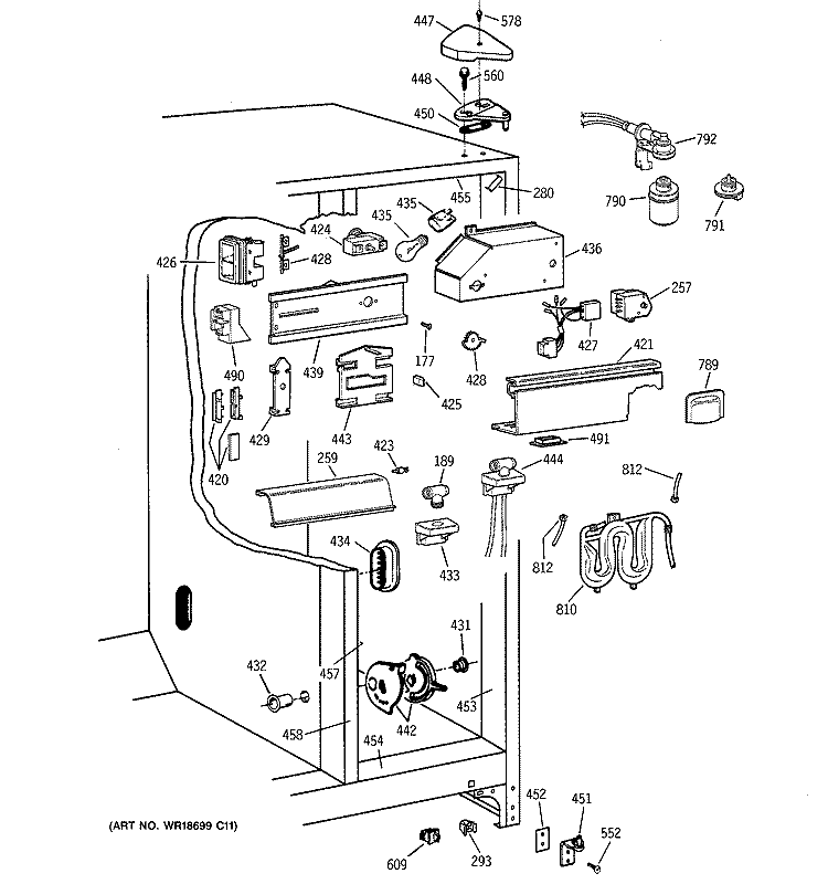 FRESH FOOD SECTION Diagram and Parts List for TFX26CPDACC  General Electric Refrigerator