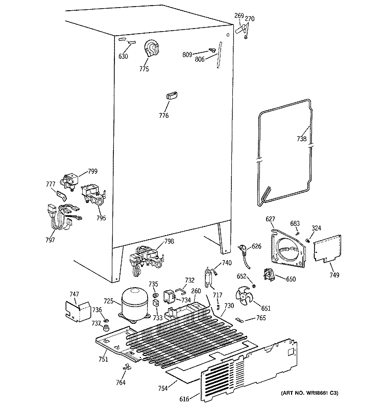 UNIT PARTS Diagram and Parts List for TFX26CPDACC  General Electric Refrigerator