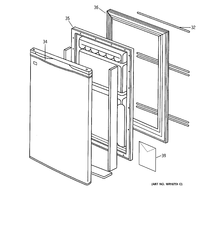 DOOR Diagram and Parts List for TAX3DNCWH  General Electric Refrigerator