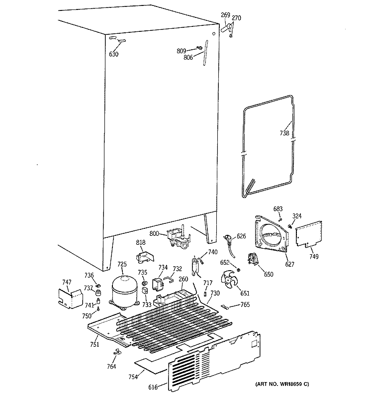 UNIT PARTS Diagram and Parts List for TFX22CRDACC  General Electric Refrigerator