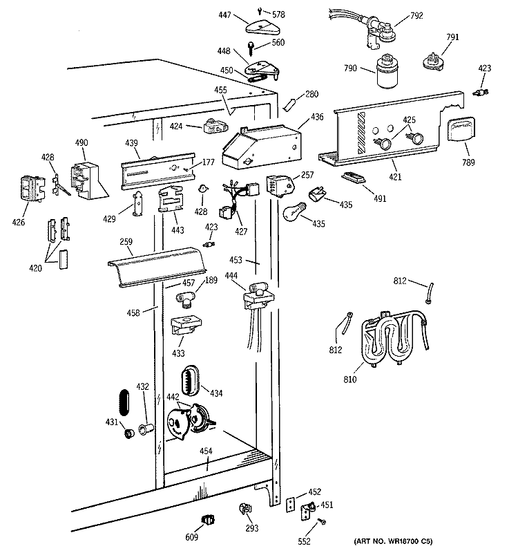 FRESH FOOD SECTION Diagram and Parts List for TFX22QPDACC  General Electric Refrigerator