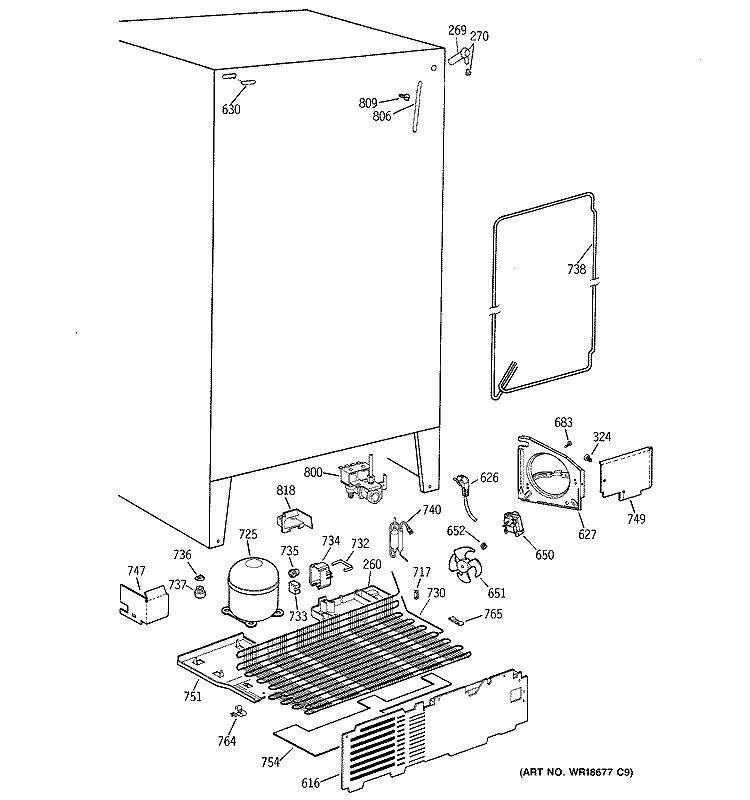 UNIT PARTS Diagram and Parts List for TFX26CRDACC  General Electric Refrigerator