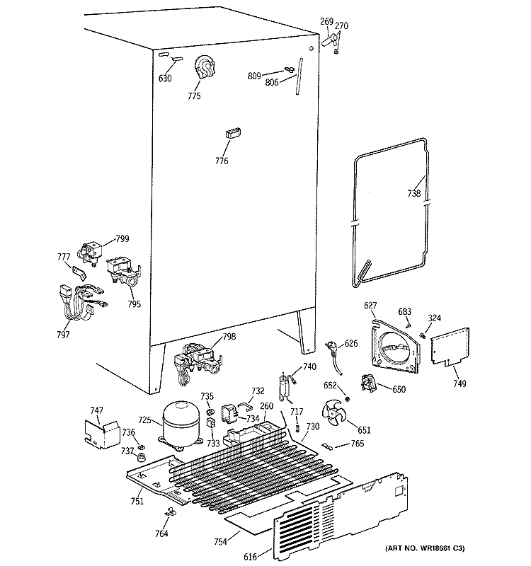 UNIT PARTS Diagram and Parts List for TFX26QPDACC  General Electric Refrigerator