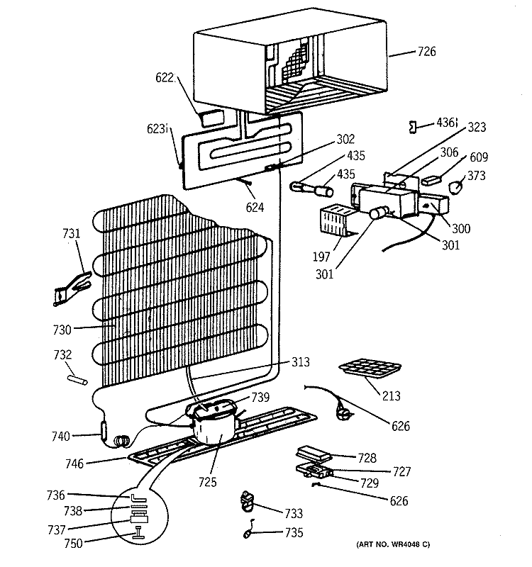 UNIT PARTS Diagram and Parts List for TDX11SNSCRWH  General Electric Refrigerator