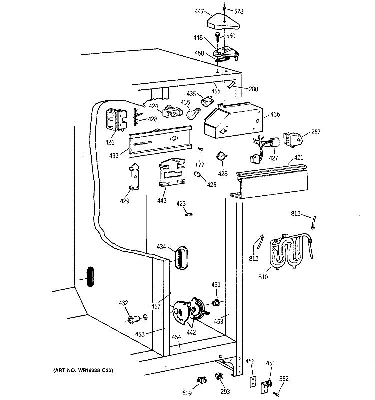 FRESH FOOD SECTION Diagram and Parts List for TFX25GRCGWW  General Electric Refrigerator