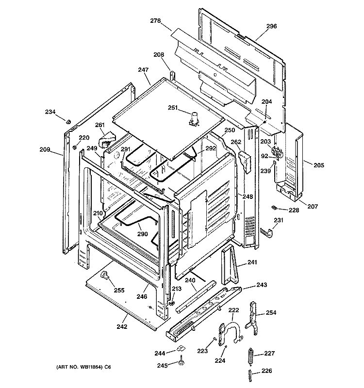 BODY PARTS Diagram and Parts List for RB525BC1WH  Hotpoint Range