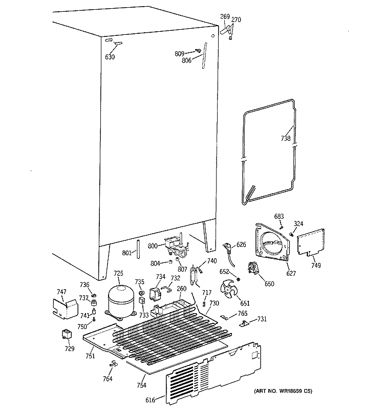 UNIT PARTS Diagram and Parts List for TFZ20JRBKWW  General Electric Refrigerator