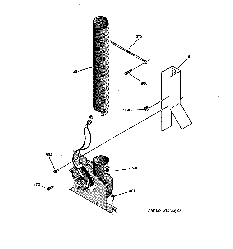 BLOWER Diagram and Parts List for JCSP39BW3BB  General Electric Range