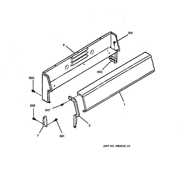 BACKSPLASH Diagram and Parts List for JBS05Y2AD  General Electric Range