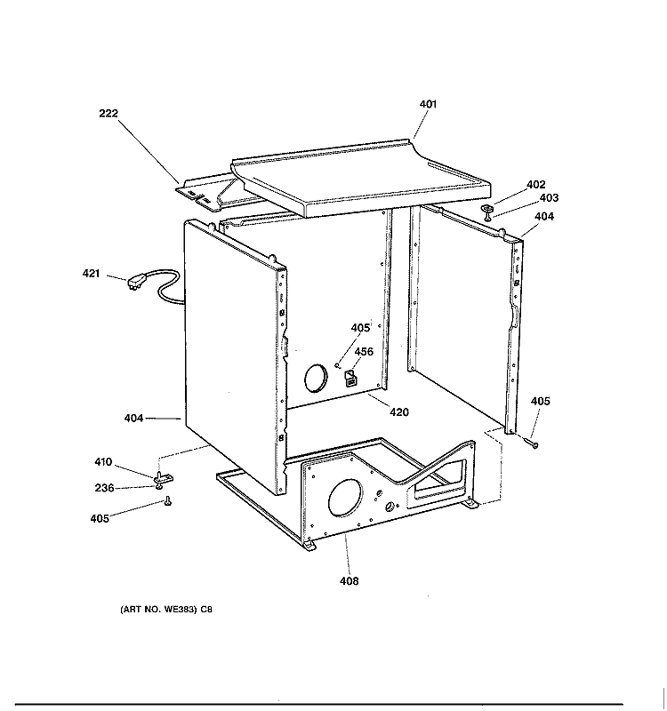 CABINET Diagram and Parts List for NWXR473GV1WW  Hotpoint Dryer