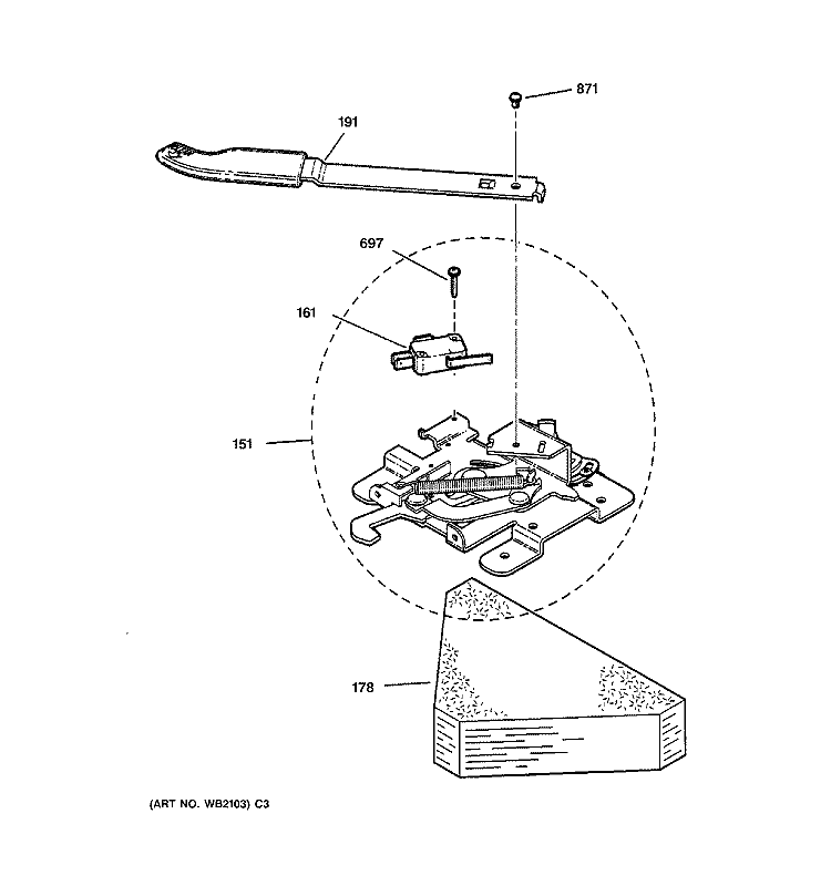 DOOR LOCK Diagram and Parts List for JBP65AC1AA  General Electric Range