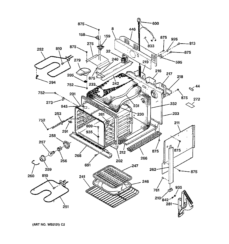 BODY PARTS Diagram and Parts List for JMP31WC1WW  General Electric Range