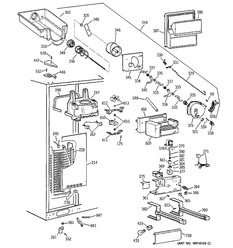 FREEZER SECTION Diagram and Parts List for TPS24BPCJBS  General Electric Refrigerator
