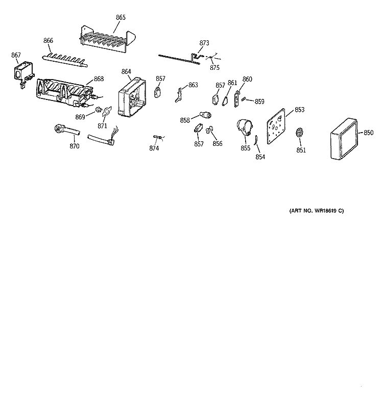 ICEMAKER WR30X10001 Diagram and Parts List for TBX25PRBSRCC  General Electric Refrigerator