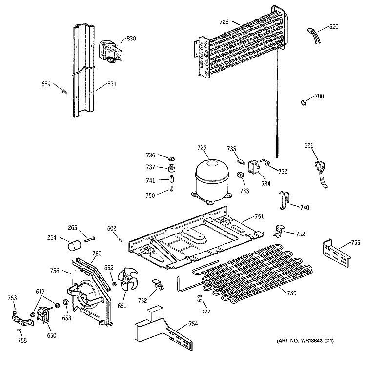 UNIT PARTS Diagram and Parts List for TBX18CIBRRCC  General Electric Refrigerator