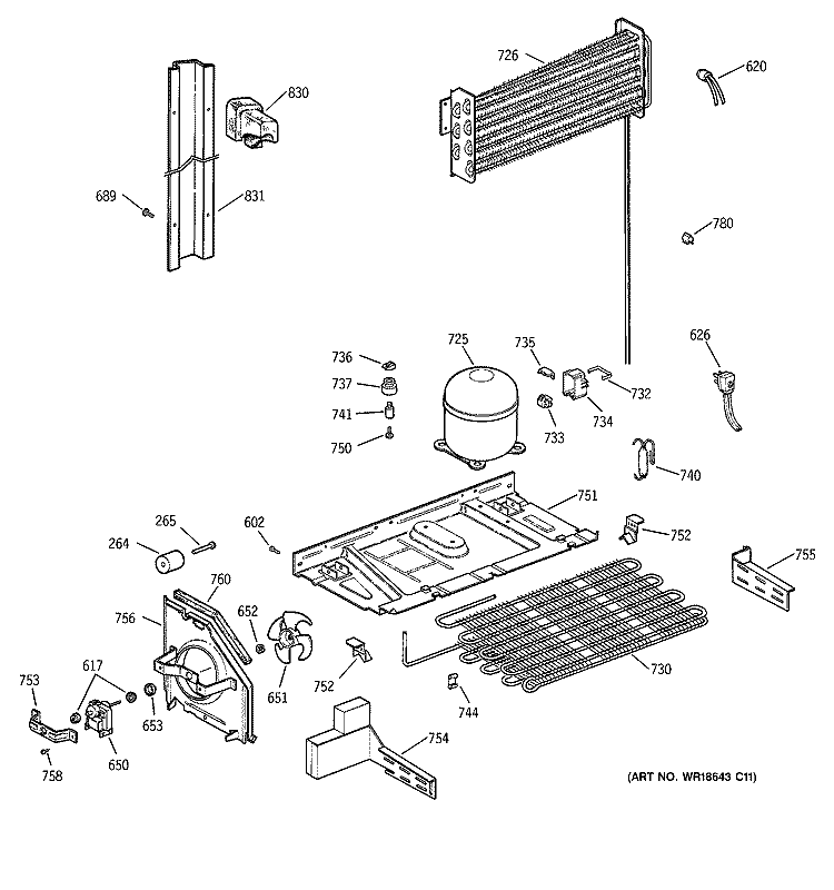 UNIT PARTS Diagram and Parts List for ERT2018DBRAA  General Electric Refrigerator