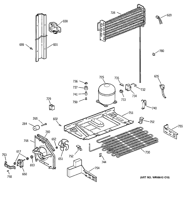 UNIT PARTS Diagram and Parts List for ERT2021DARCC  General Electric Refrigerator