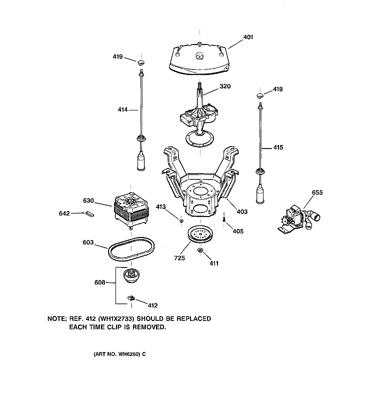 SUSPENSION, PUMP & DRIVE COMPONENTS Diagram and Parts List for WWSR4140W0WW  General Electric Washer