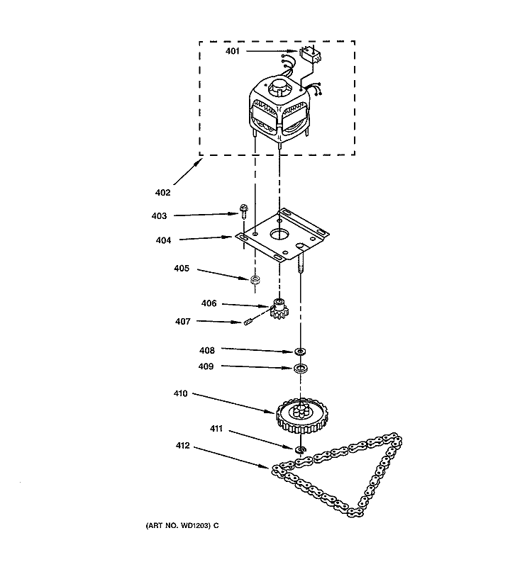 MOTOR & DRIVE PARTS Diagram and Parts List for GCG1520Z1BB  General Electric Trash Compactor