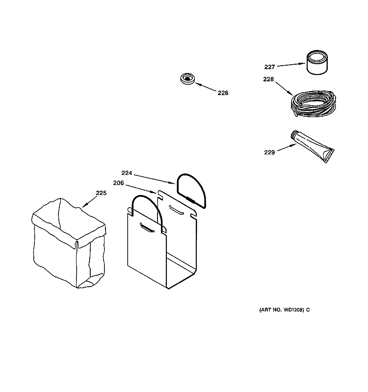 ACCESSORY PARTS Diagram and Parts List for GCG1520Z1BB  General Electric Trash Compactor