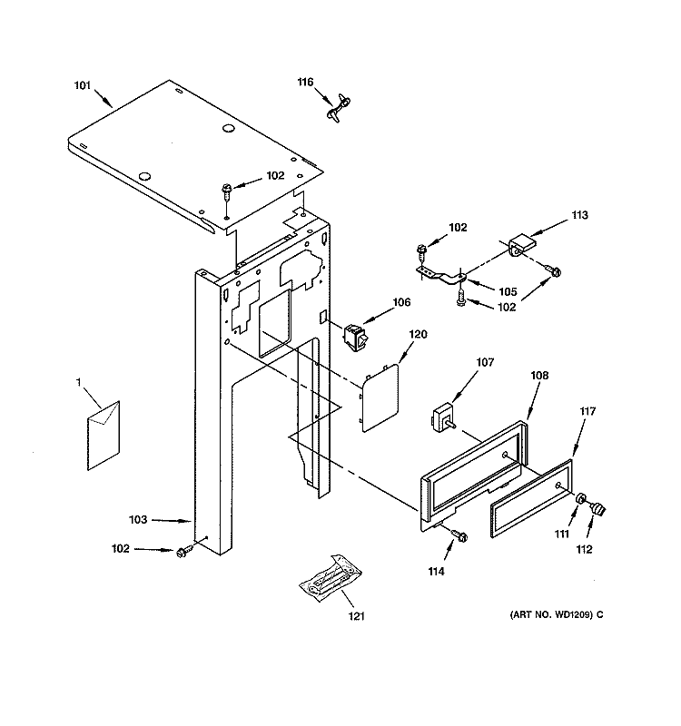 CABINET & CONTROL PARTS Diagram and Parts List for GCG1520F0BB  General Electric Trash Compactor