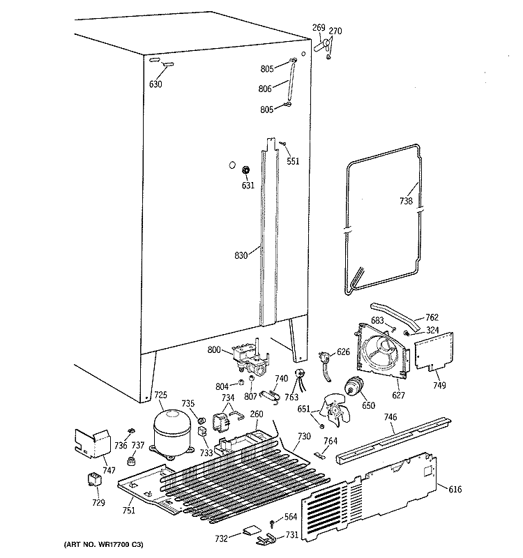 UNIT PARTS Diagram and Parts List for CSX22DRAWH  Hotpoint Refrigerator