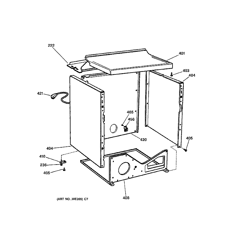 CABINET Diagram and Parts List for DPSR465GA0WW  General Electric Dryer