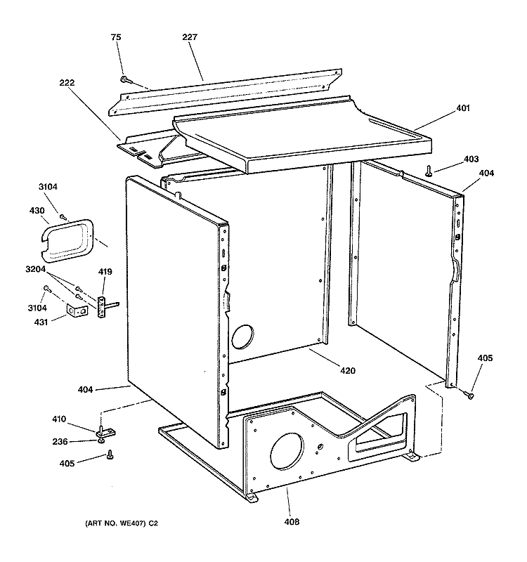 CABINET Diagram and Parts List for DX4500EA0WW  General Electric Dryer