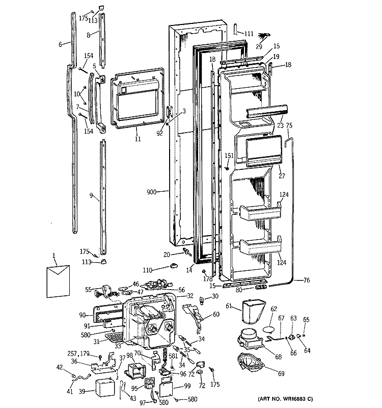 FREEZER DOOR Diagram and Parts List for CSX27CKC  Hotpoint Refrigerator