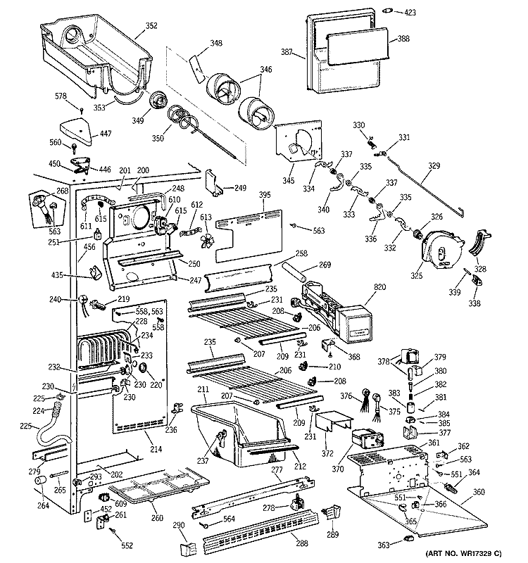 FREEZER SECTION Diagram and Parts List for CSX27CLB  Hotpoint Refrigerator