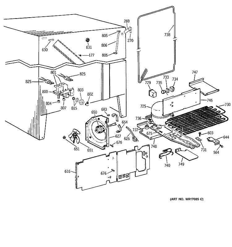UNIT PARTS Diagram and Parts List for CSX27CLB  Hotpoint Refrigerator