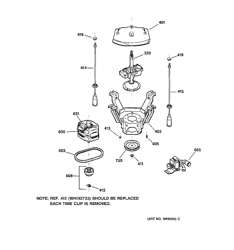 SUSPENSION, PUMP & DRIVE COMPONENTS Diagram and Parts List for S1070A0WW  General Electric Washer