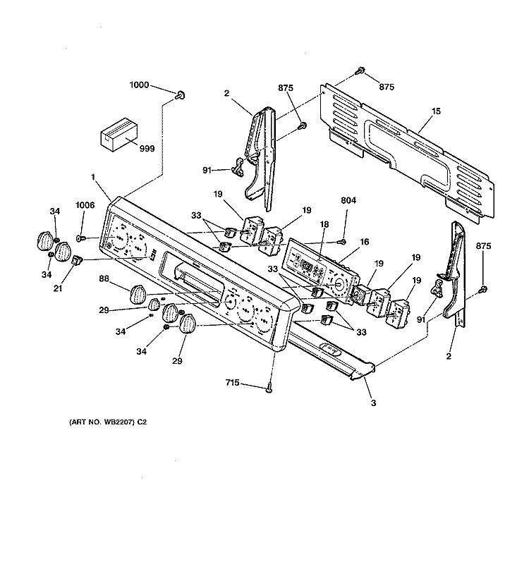 CONTROL PANEL Diagram and Parts List for JBP70BC1AD  General Electric Range
