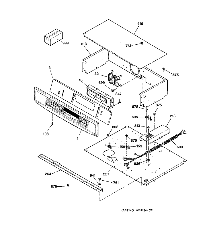 CONTROL PANEL Diagram and Parts List for JT950CA3CC  General Electric Wall Oven