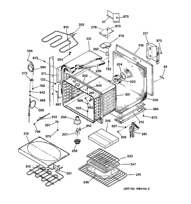 UPPER BODY PARTS Diagram and Parts List for JT950CA3CC  General Electric Wall Oven