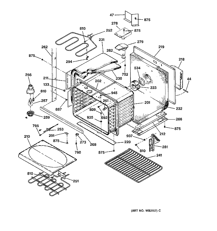 LOWER BODY Diagram and Parts List for JT950CA3CC  General Electric Wall Oven