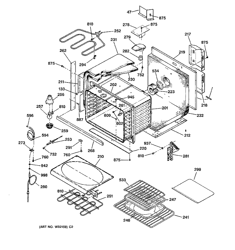 BODY PARTS Diagram and Parts List for JT910CA3CC  General Electric Wall Oven