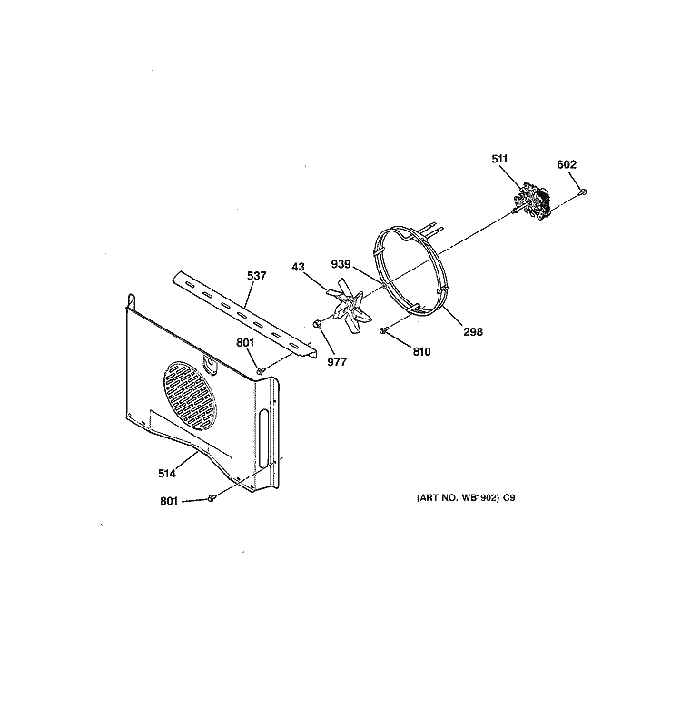 FAN Diagram and Parts List for JT910CA3CC  General Electric Wall Oven