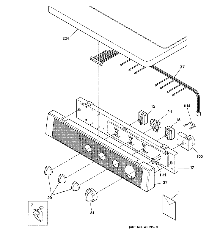 CONTROL PANEL Diagram and Parts List for DSXH43EV2WW  General Electric Dryer