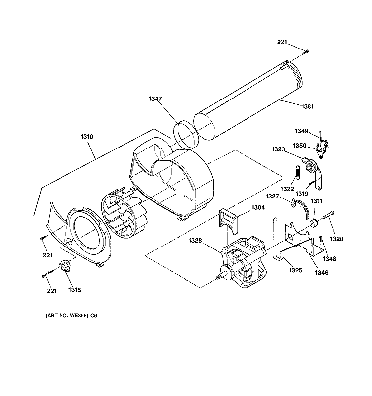 MOTOR Diagram and Parts List for DSXH43EV2WW  General Electric Dryer