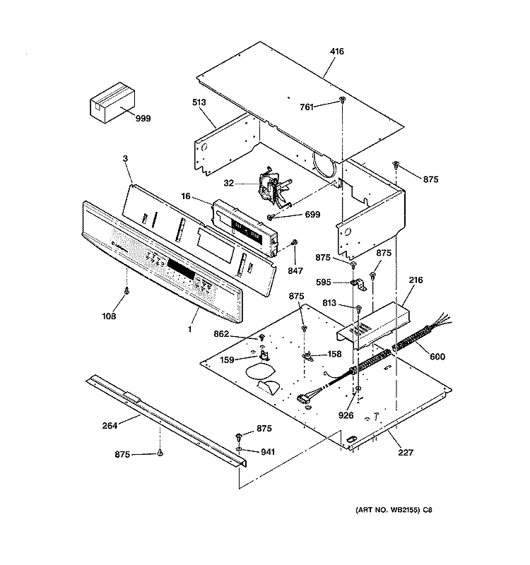 CONTROL PANEL Diagram and Parts List for JTP18AA3AA  General Electric Wall Oven