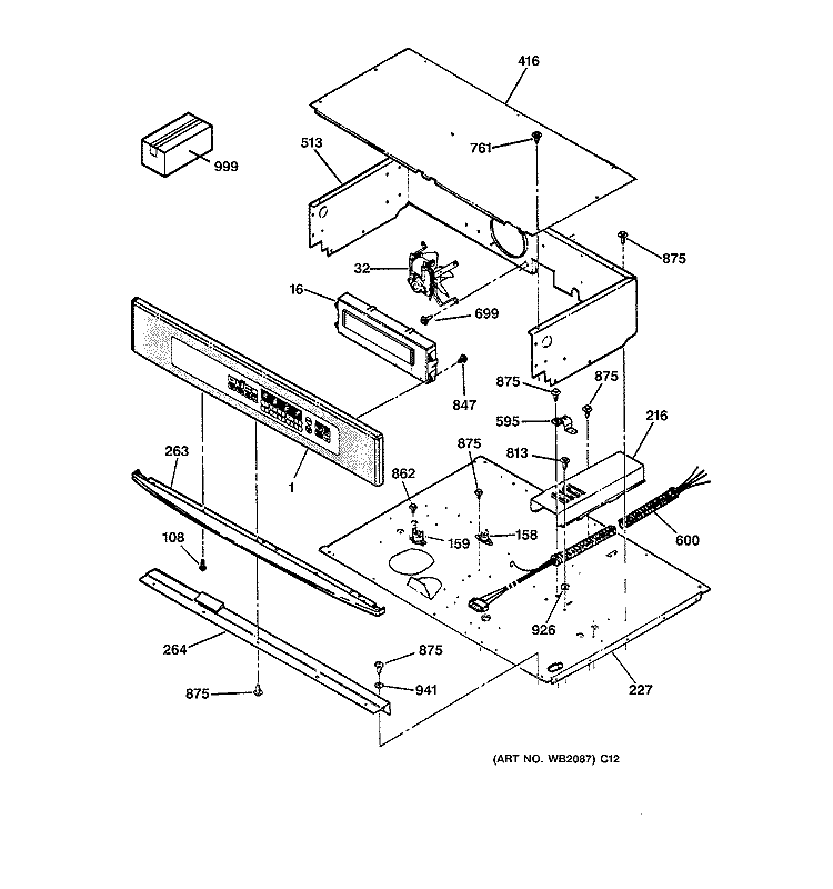 CONTROL PANEL Diagram and Parts List for JT950SA3SS  General Electric Wall Oven