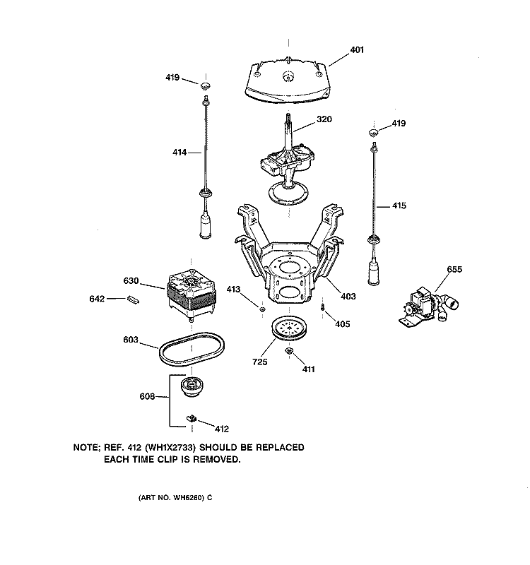 SUSPENSION, PUMP & DRIVE COMPONENTS Diagram and Parts List for WCSE3100A1WW  General Electric Washer