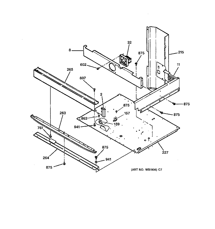 CENTER SPACER Diagram and Parts List for ZET757WA3WW  General Electric Wall Oven