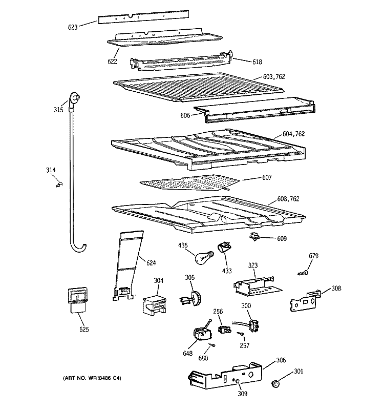 COMPARTMENT SEPARATOR PARTS Diagram and Parts List for TBT18JABTRWW  General Electric Refrigerator