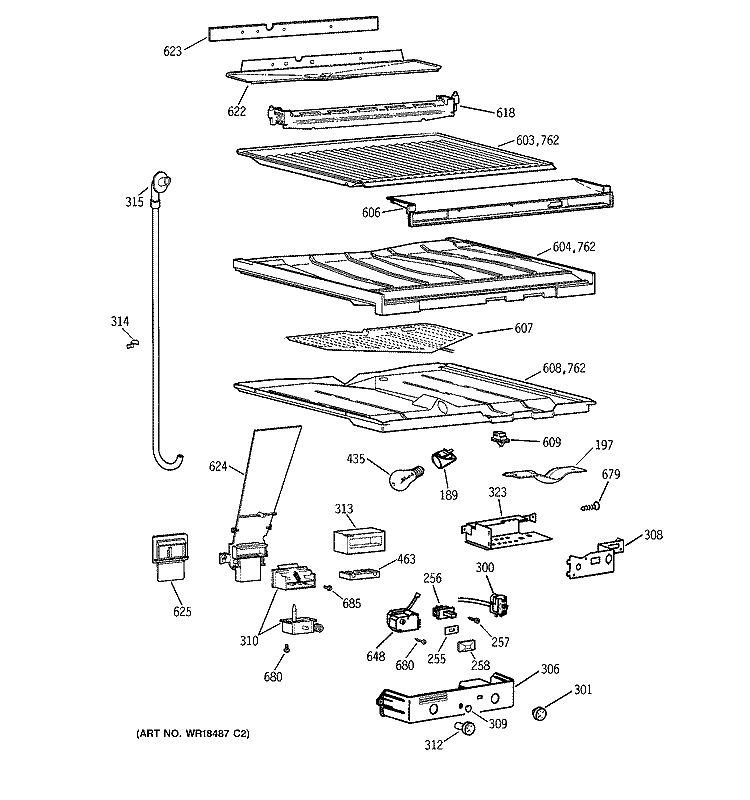COMPARTMENT SEPARATOR PARTS Diagram and Parts List for CTG18GABURWW  Hotpoint Refrigerator