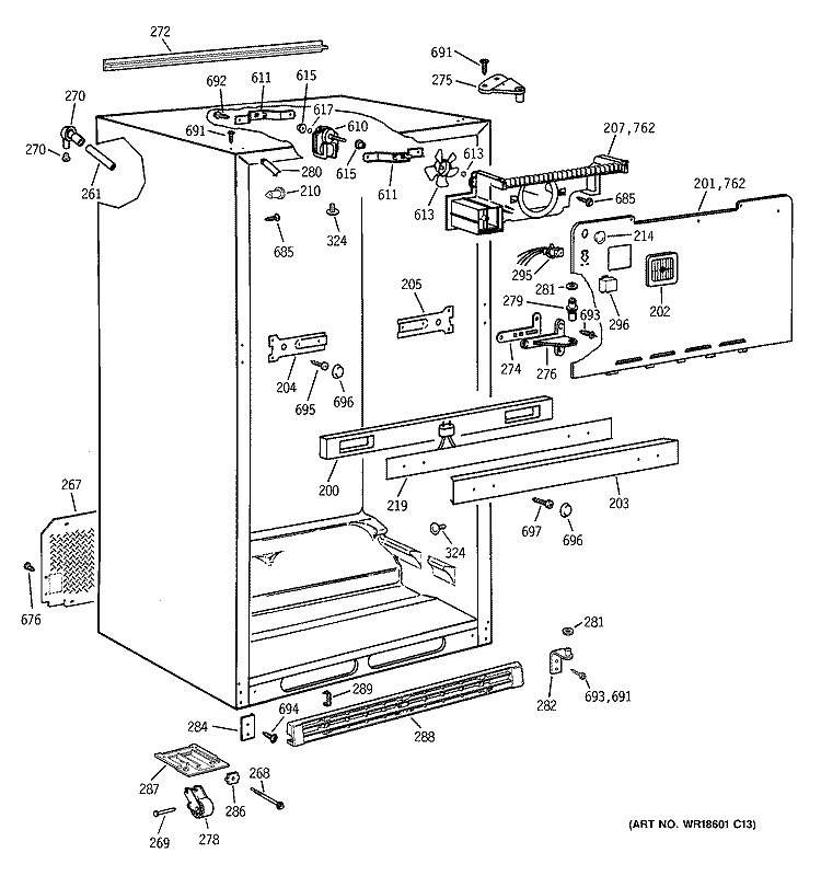CABINET Diagram and Parts List for CTG21GABURWW  Hotpoint Refrigerator