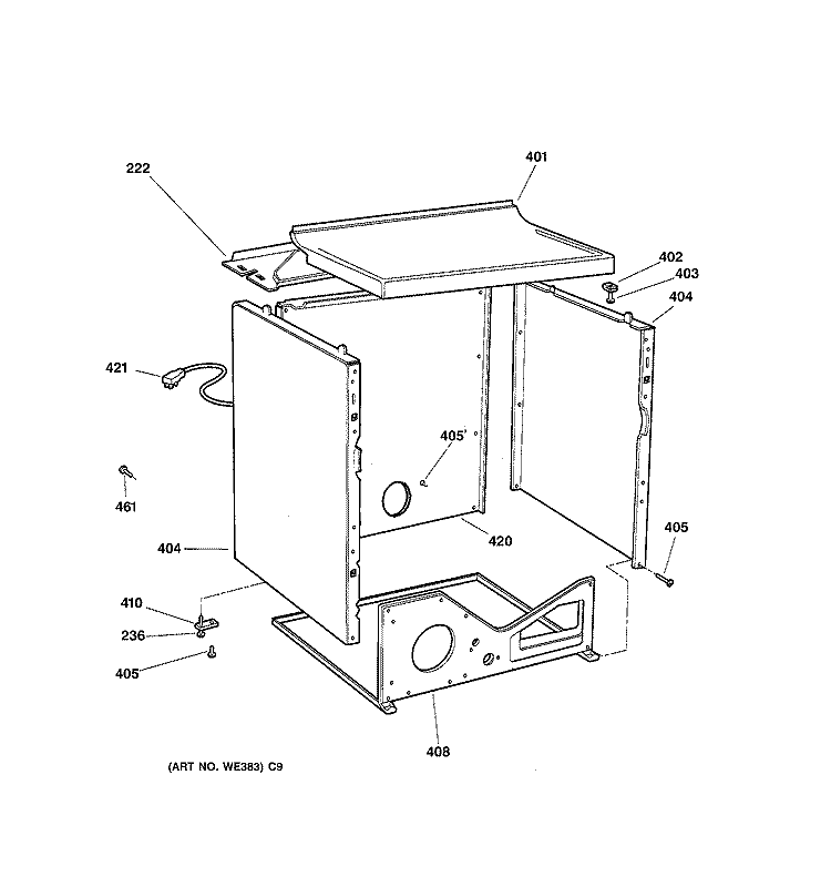 CABINET Diagram and Parts List for NBXR453GV2AA  Hotpoint Dryer